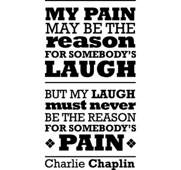 Sticker citation Laugh and pain de Charlie Chaplin - TenStickers