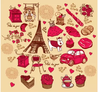 Sticker dessins Paris collection - TenStickers