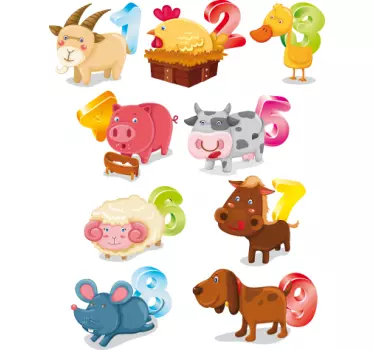 Sticker enfant animaux et chiffres - TenStickers