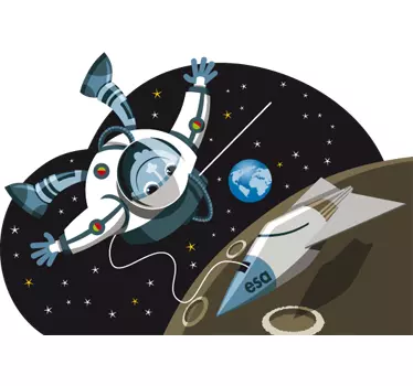 Sticker enfant astronaute planète - TenStickers