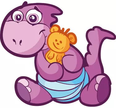 Sticker enfant bébé dinosaure mauve - TenStickers