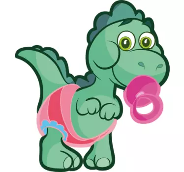 Sticker enfant bébé dinosaure vert - TenStickers
