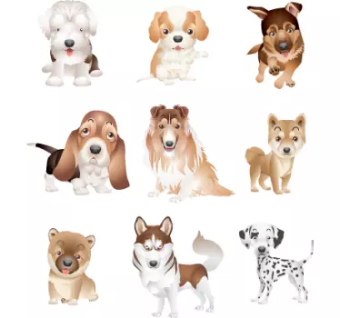Sticker enfant chiots - TenStickers