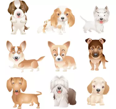 Sticker enfant chiots marorns - TenStickers