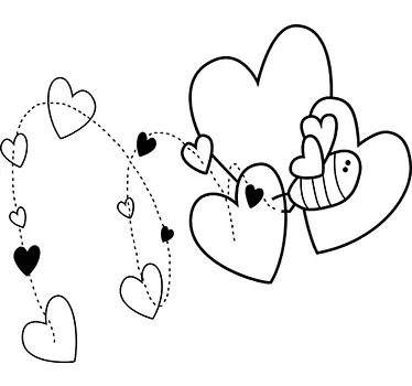 Sticker enfant coeurs abeille - TenStickers