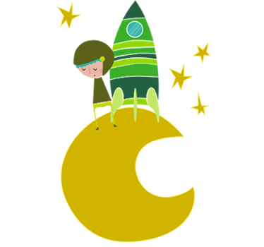Sticker enfant cosmonaute lune vert - TenStickers