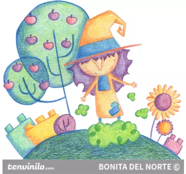 Sticker enfant dessin sorcière - TenStickers