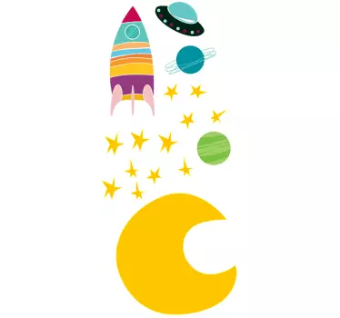 Sticker enfant espace fusée - TenStickers