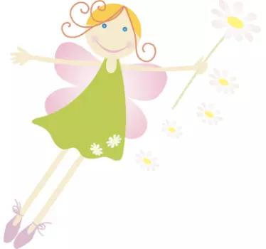 Sticker enfant fée fleurs - TenStickers