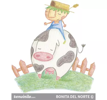 Sticker enfant fermier et vache - TenStickers