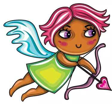 Sticker enfant fille rousse cupidon - TenStickers