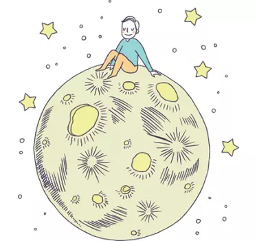 Sticker enfant garçon lune heureux - TenStickers