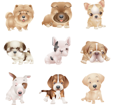 Sticker enfant illustrations chiots - TenStickers