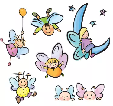 Sticker enfant kit anges dans le ciel - TenStickers