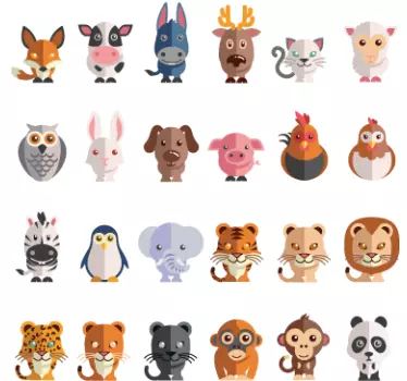 Sticker enfant kit animaux - TenStickers