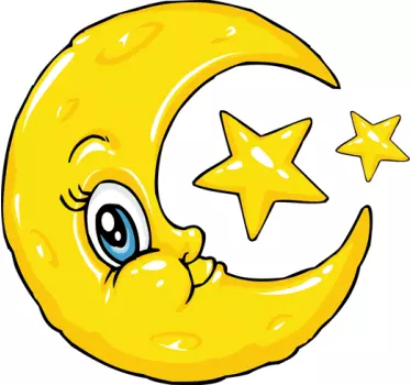 Sticker enfant lune et étoiles - TenStickers