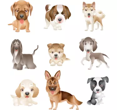 Sticker enfant petits chiots - TenStickers