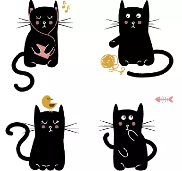 Sticker enfant quatre chats noirs - TenStickers