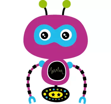 Sticker enfant robot mauve - TenStickers