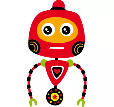 Sticker enfant robot rouge - TenStickers