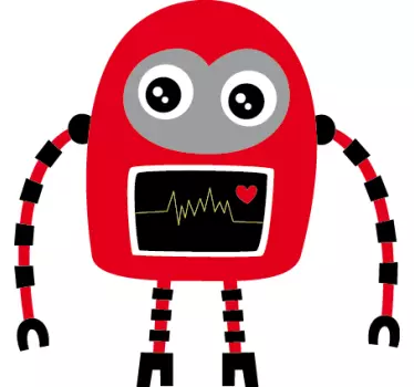 Sticker enfant robot rouge coeur - TenStickers