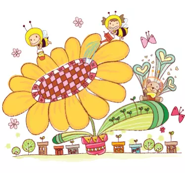 Sticker enfant ville abeilles - TenStickers
