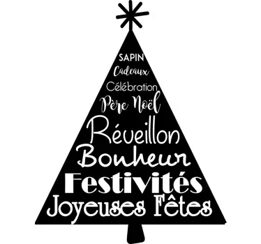 Sticker Maison Arbre de Noël Bonheur - TenStickers