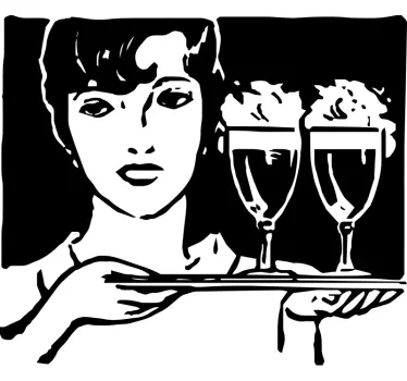 Sticker Mural Serveuse de Restaurant - TenStickers