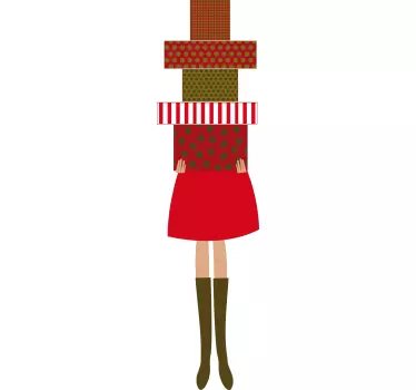Sticker femme paquets cadeaux - TenStickers