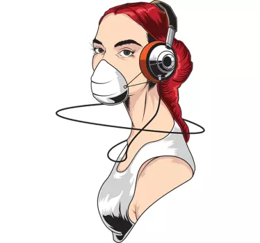 Sticker fille casque et masque - TenStickers