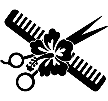 Sticker fleur ciseaux peigne - TenStickers