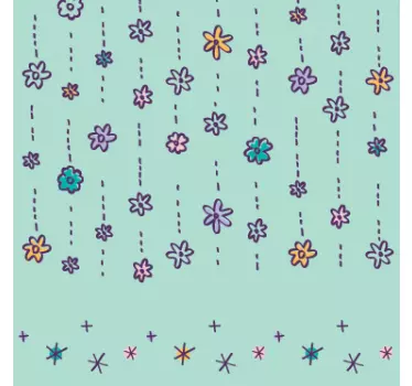 Sticker frise fleurs colorées - TenStickers