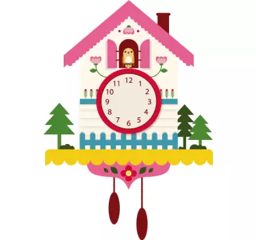 Sticker Horloge murale coucou coloré - TenStickers