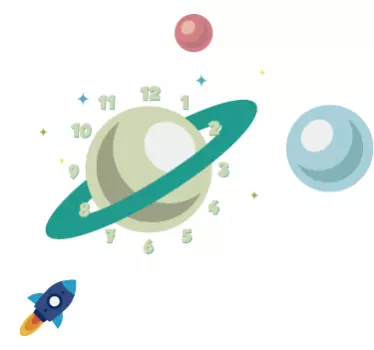 Sticker horloge planètes - TenStickers