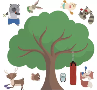 Sticker Chambre Enfant Animaux Boxeurs - TenStickers