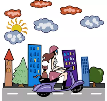 Sticker jeune moto ville - TenStickers
