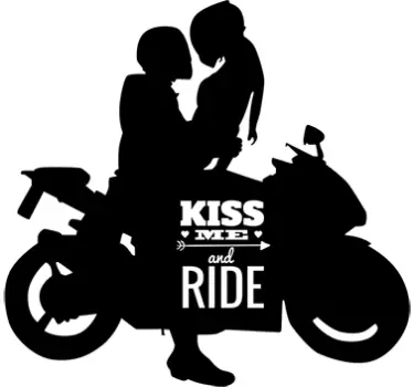 Sticker de moto texte kiss me and ride - TenStickers