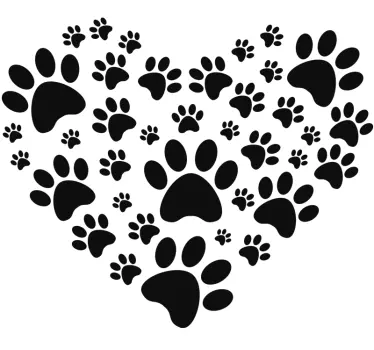 Sticker amour cœur et pattes de chiens - TenStickers