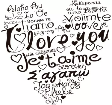Sticker Saint Valentin Coeur Je t'aime Polyglotte - TenStickers