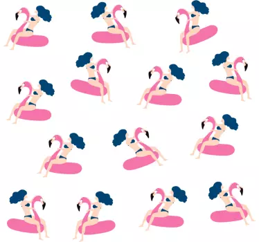 Sticker Mural Dessin Motif Flamant Rose - TenStickers