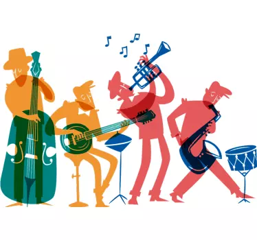 Sticker Mural Dessin Musiciens - TenStickers