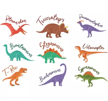 Sticker chambre enfant dinosaures noms scientifiques - TenStickers
