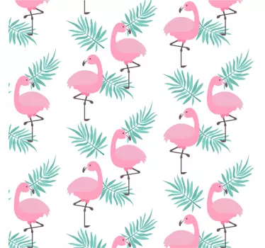 Sticker Mural Flamant Rose Tropical Motif - TenStickers