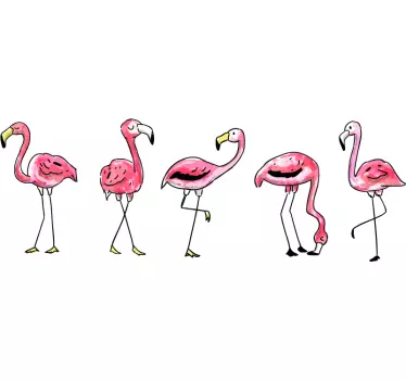 Sticker Chambre Enfant Frise Flamants Roses Enfant - TenStickers