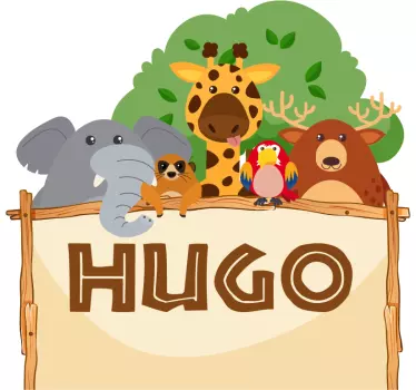 Sticker tête de lit enfant jungle nom personnalisé - TenStickers