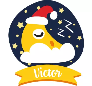 Sticker Chambre Enfant Lune Dormante Personnalisable - TenStickers