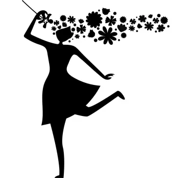 Sticker Silhouette Silhouette femme printanière - TenStickers