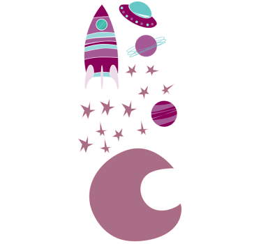 Sticker marron enfant espace - TenStickers