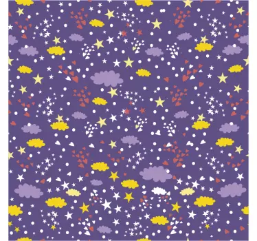 Sticker Pour Meuble Nuages, étoiles et coeurs - TenStickers