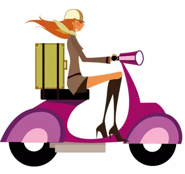 Sticker moto fille en scooter - TenStickers